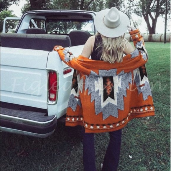New Tribal Boho Aztec Western Cardigan Sweater - Picture 1 of 11